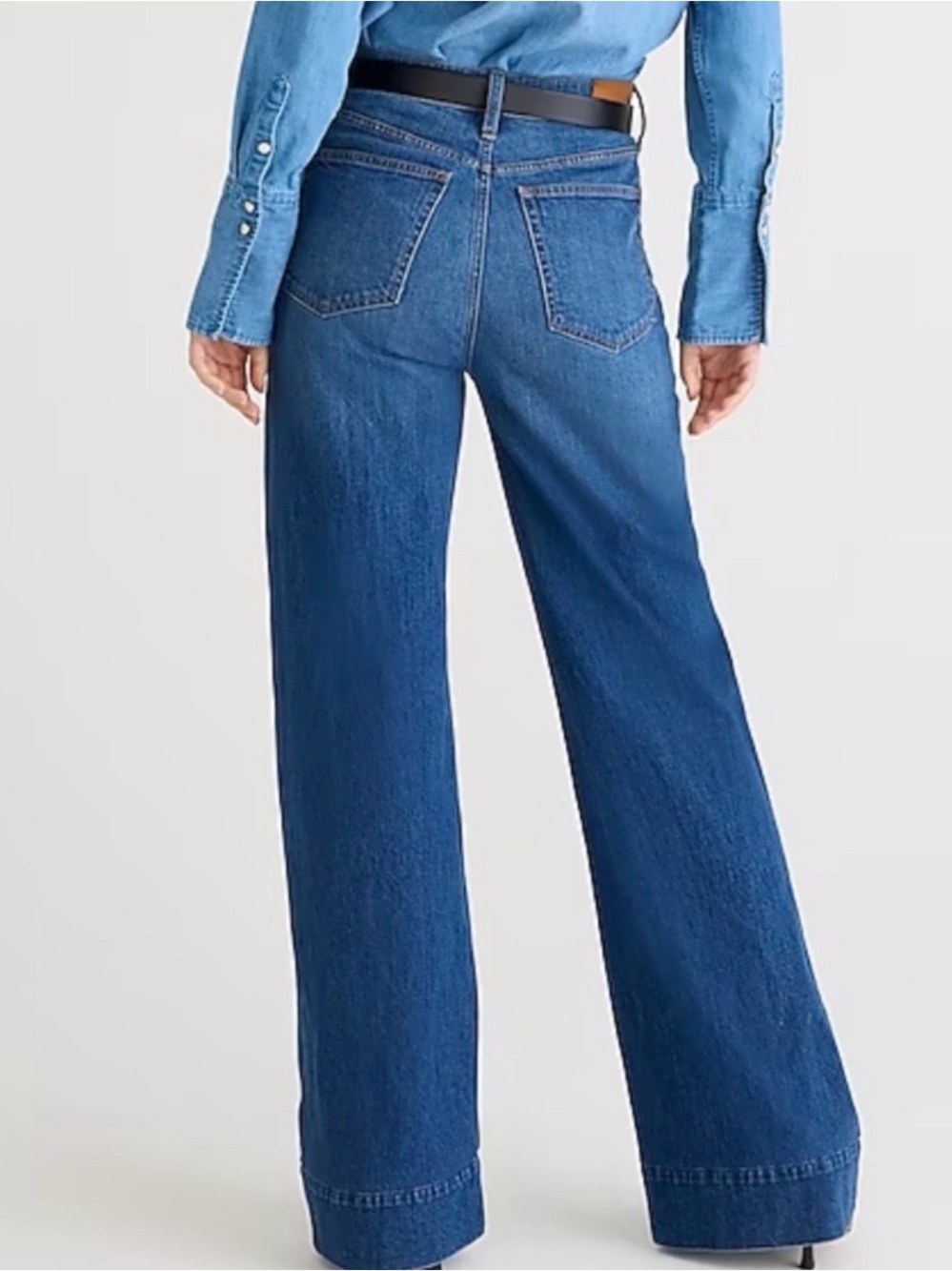 J. Crew High-Rise Wide Leg Trouser Jeans in Medium Blue - Picture 4 of 8